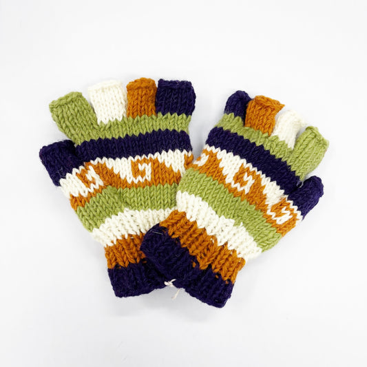 “BRIGHT WAVES” WOOL HAND KNITTED GLOVES