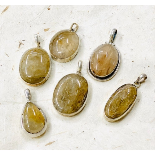 STERLING SILVER RUTILATED QUARTZ PENDANT