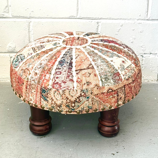 100% COTTON & WOODEN FOOTSTOOL/MEDITATION SEAT 40X20CM