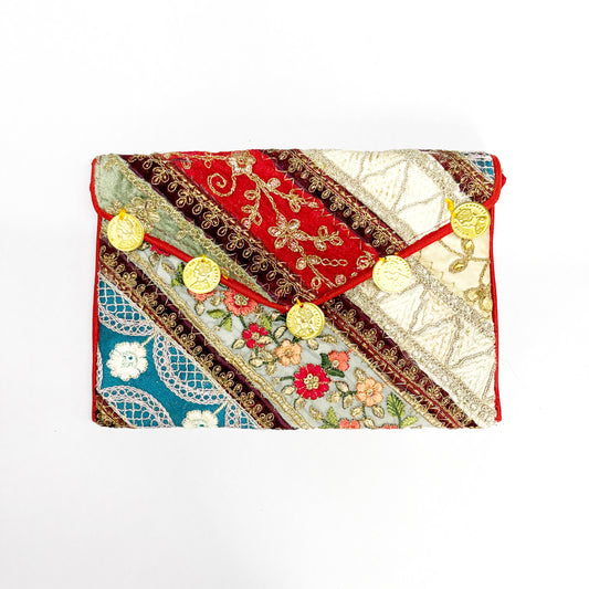 EMBROIDERED VELVET PURSE W STRAP