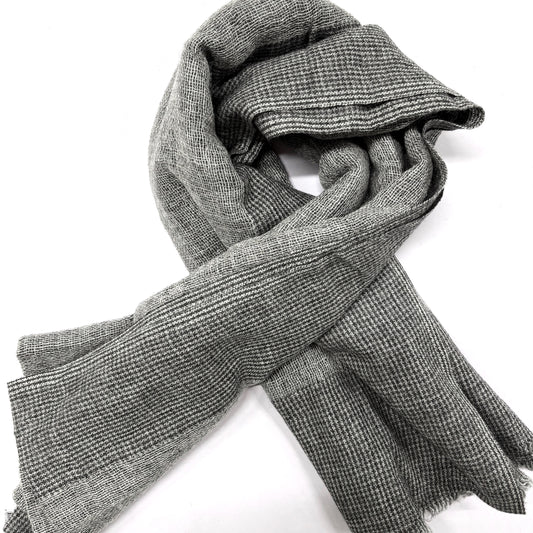 WOOL N CASHMERE BLEND DOUBLE LAYERED “GRAPHITE” SHAWLS 76X200CM