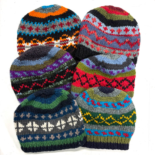 100% WOOL HAND KNITTED BEANY FLEECE LINED
