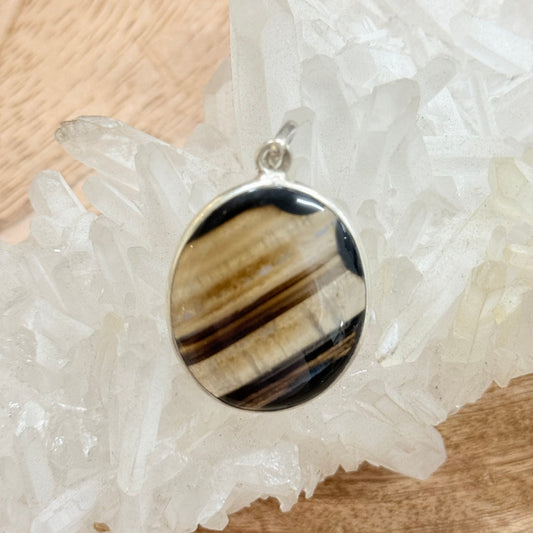 STERLING SILVER BLACK LACE AGATE PENDANT