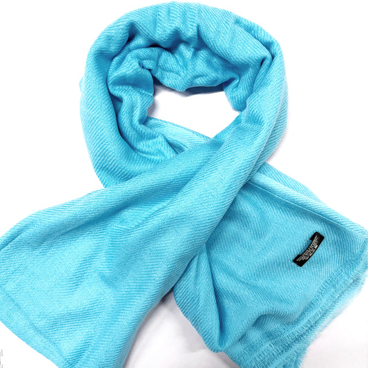 WOOL N CASHMERE BLEND SOFT SHAWLS “BLUE SKY” 76X200CM