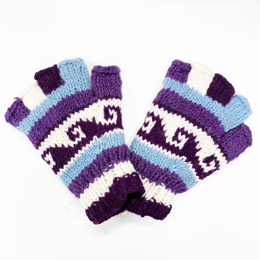 100% WOOL HAND KNITTED GLOVES