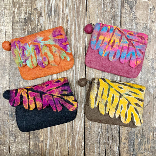 HANDMADE FELT LEAF PURSE ASSORTED