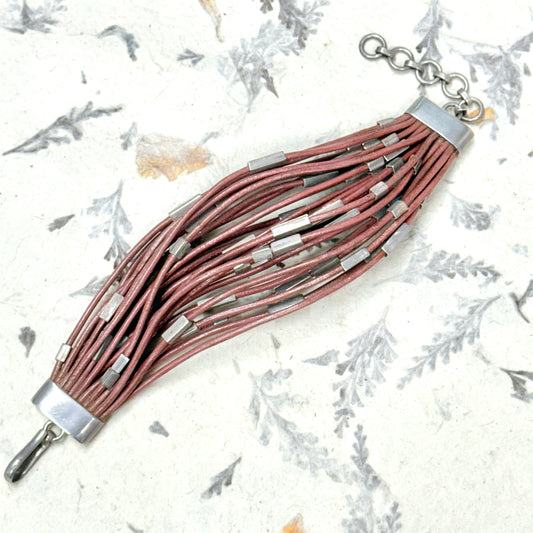 STERLING SILVER LEATHER BRACELET