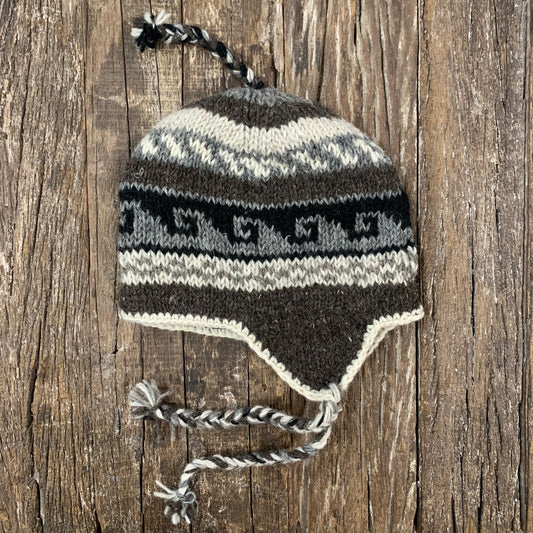 100% WOOL HAND KNITTED EARMUFF BEANY
