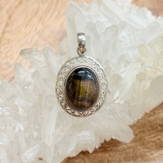 STERLING SILVER TIGERS EYE PENDANT