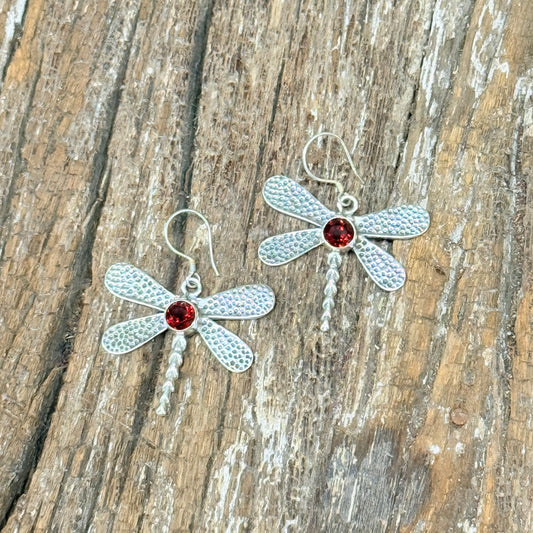 925 Sterling Silver Garnet Earring W/HOOK