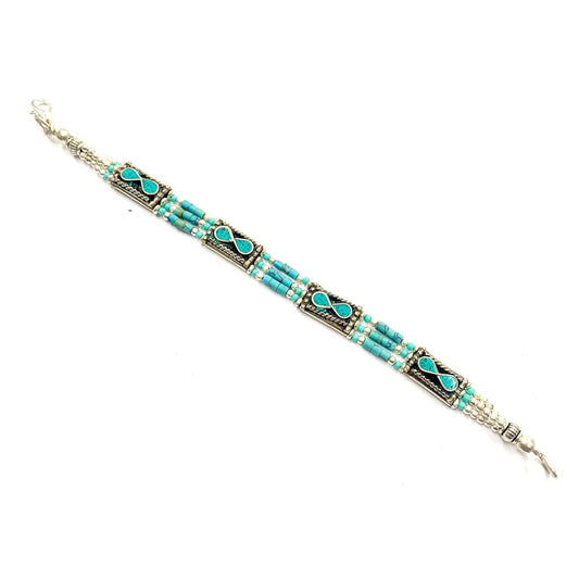 SILVERPLATED “INFINITY” TIBETAN BRACELET TURQUOISE