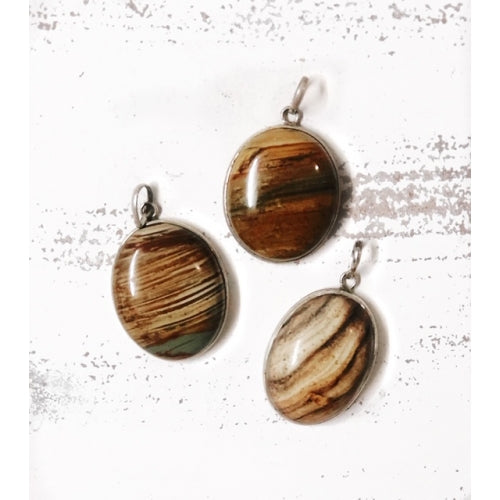 STERLING SILVER ZEBRA JASPER PENDANT