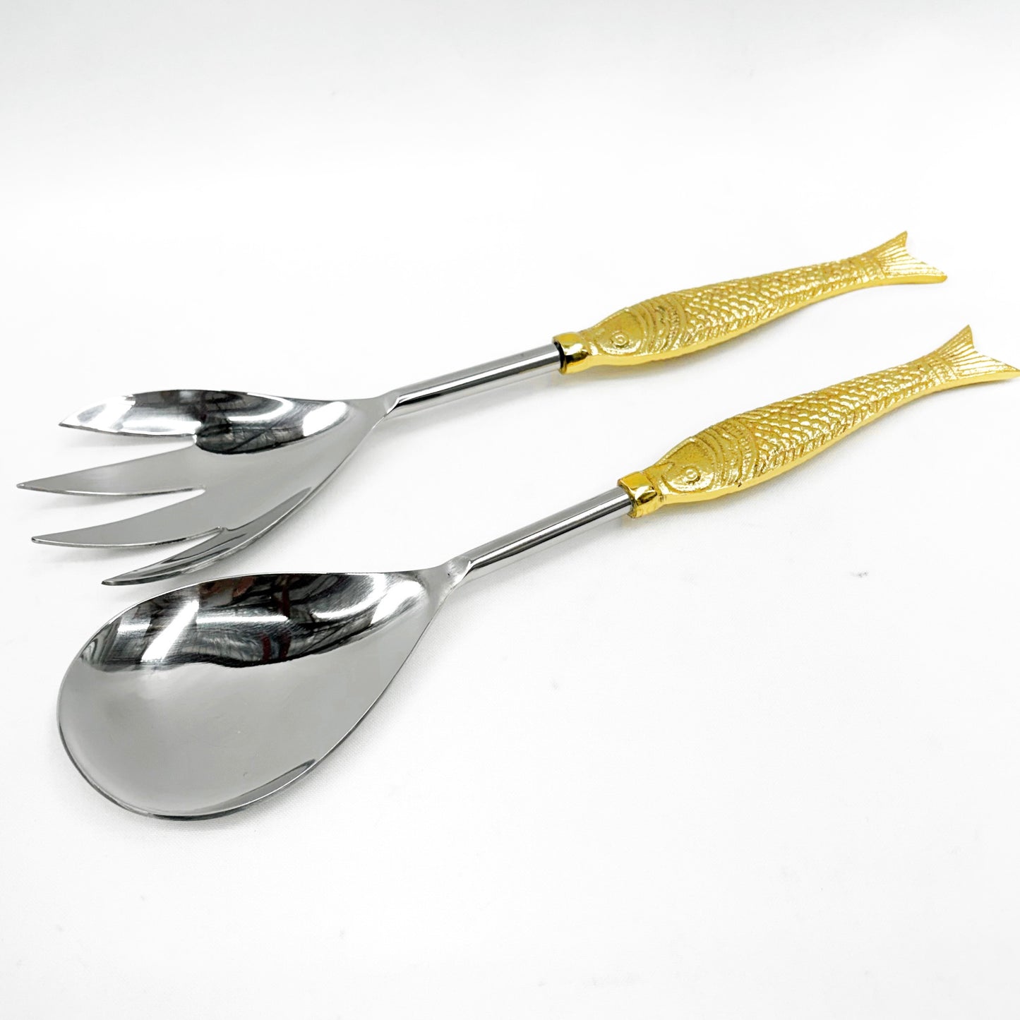 Stainless Steel Brass Fish Serving Spoons 27x6x1.5