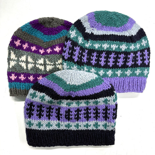 100% WOOL HAND KNITTED BEANY FLEECE LINED