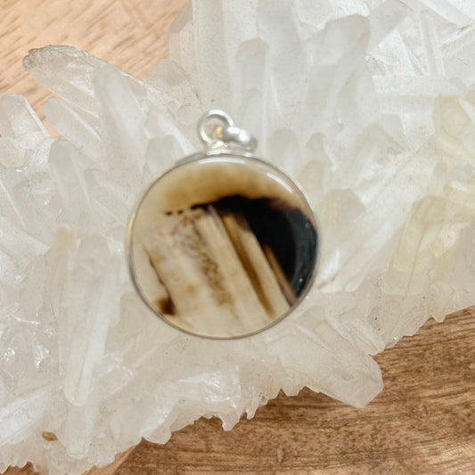 STERLING SILVER BLACK LACE AGATE PENDANT
