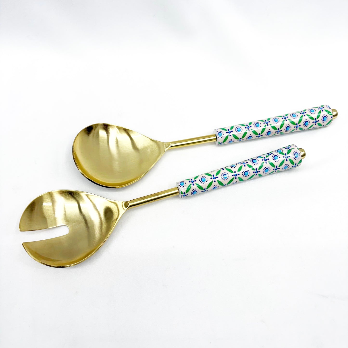 Stainless Steel Brass Floral Serving Spoons 27x3x7cm