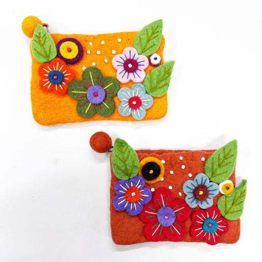 HANDMADE FELT FLORAL PURSE (SUNSET) 15X11CM