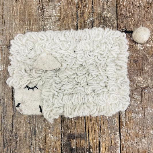 GRAY SHEEP HANDMADE FELT PURSE