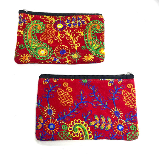 VELVET EMB.  PURSE 19x11CM