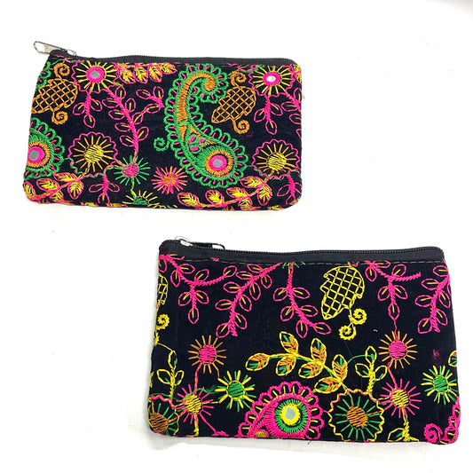 VELVET EMB.  PURSE 9x12CM