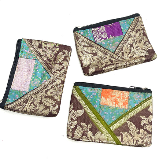 SILK SARI PURSE 14x10CM