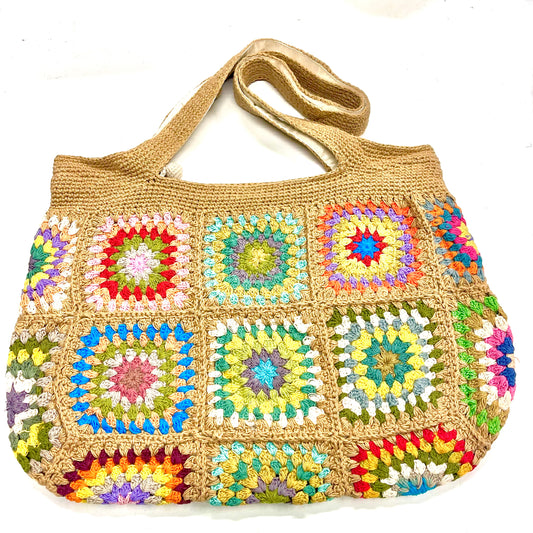 HAND CROCHET SHOULDER BAG 46X40CM