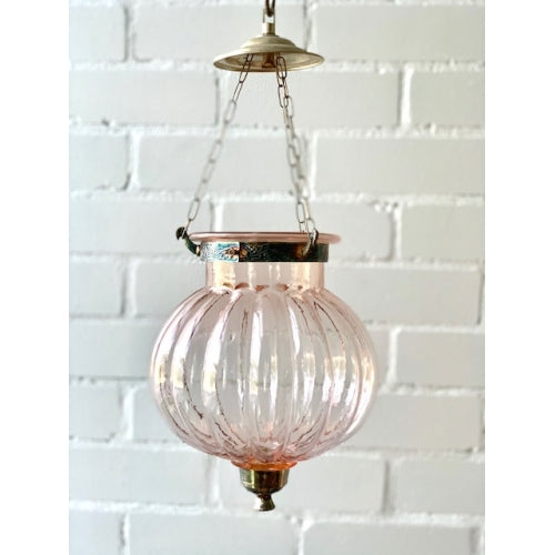 HANDMADE GLASS PUMPKIN PENDANT LIGHT SML 12X10CM