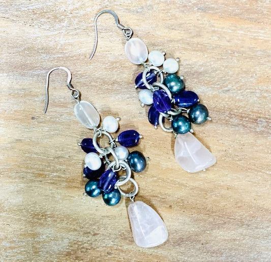 STERLING SILVER MULTISTONE EARRING