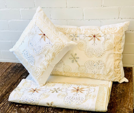 EMBROIDERED BED THROW 5PCS SET 220x270cm