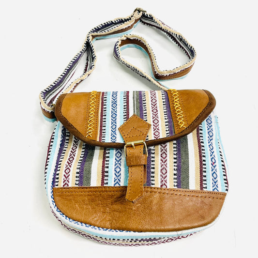 Shoulder Handmade Leather & Cotton Bag 26x29cm LB9