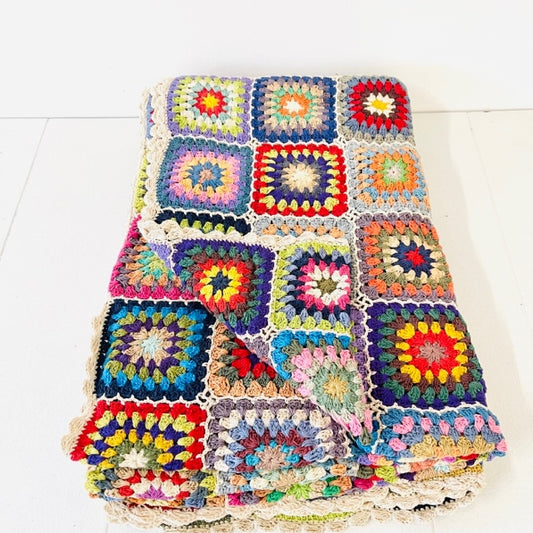 HANDCROCHET COTTON  THROW 150X225cm