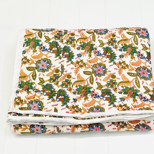 COTTON FLORAL PRINTED PADDED QUILT
