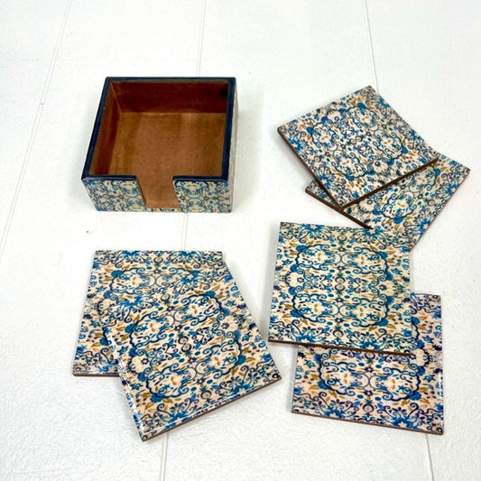 LACQUERED WOODEN COASTER 6P