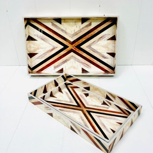 LACQUERED WOODEN TRAY 3PCS