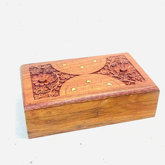CARVED SHEESHAM WOODEN BOX