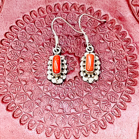 STERLING SILVER CORAL EARRING