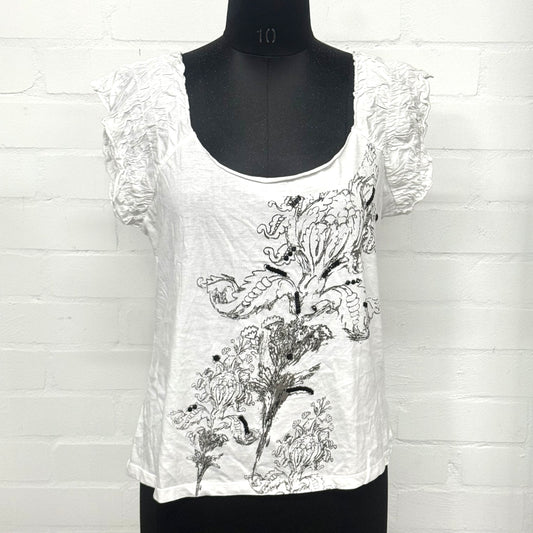 100% Cotton Printed White Top