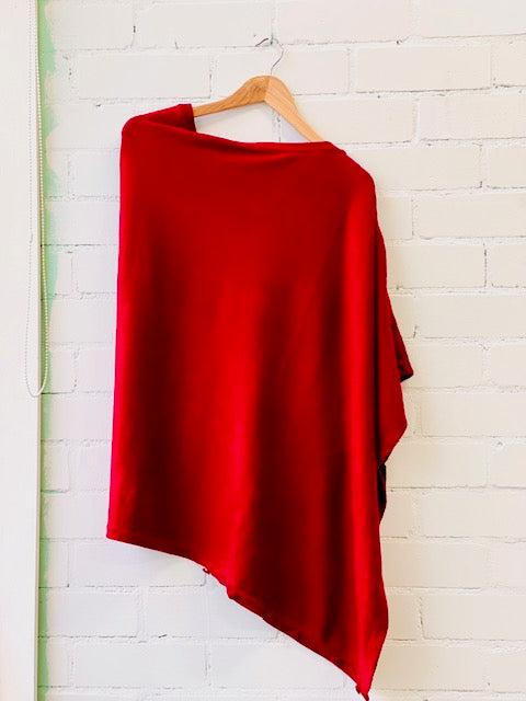 WOOL N CASHMERE BLEND SIDE PONCHO