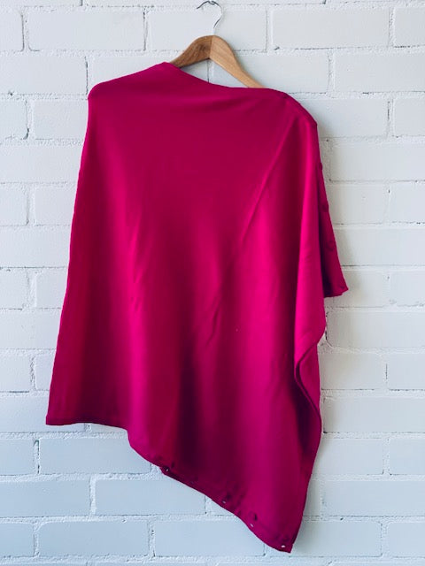 WOOL N CASHMERE BLEND SIDE PONCHO