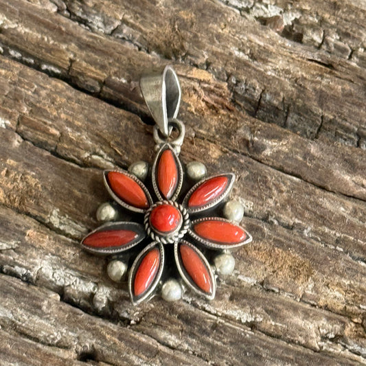 STERLING SILVER  CORAL PENDANT