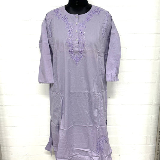 100% COTTON EMB. LONG TOP