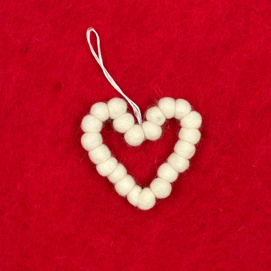 FELT HEART (SNOW) HANGING 8CM