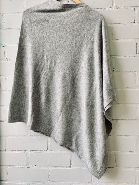 WOOL N CASHMERE BLEND BUTTON PONCHO/THROW