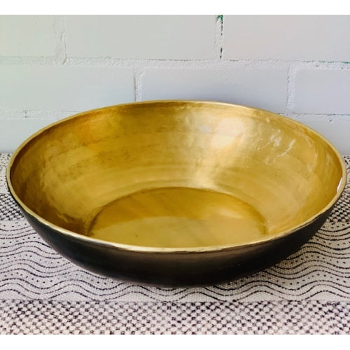 BRASS FINISH BLACK BOWL 42CM LRG