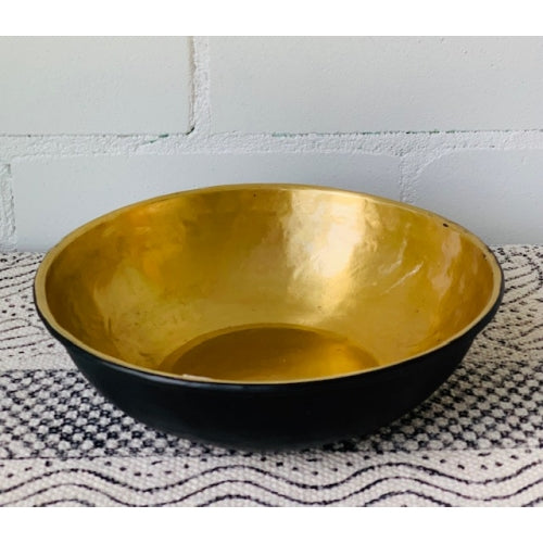 BRASS FINISH BLACK BOWL 21CM SML