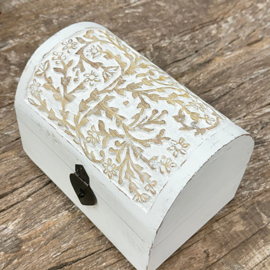 WOODEN ARCHED TREE OF LIFE CARVED BOX 15x9x8cm