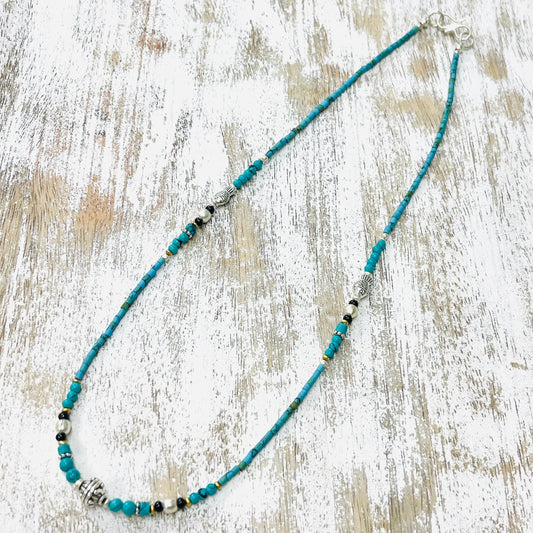 SILVERPLATED TIBETAN TORQUOISE NECKLACE