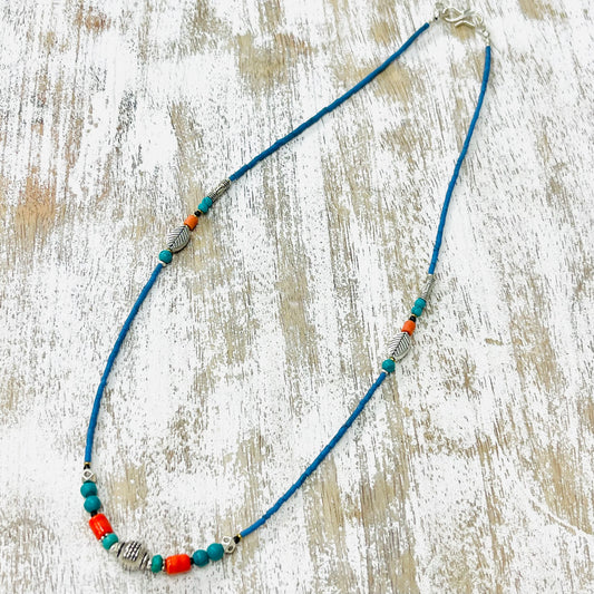 SILVERPLATED TIBETAN TORQUOISE NECKLACE