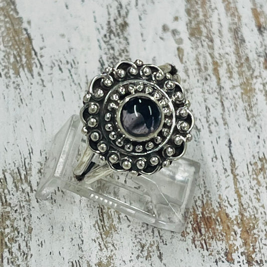 STERLING SILVER SMOKY QRTZ RING
