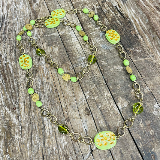 HANDCRAFTED GLASS BEAD LONG NECKLACE